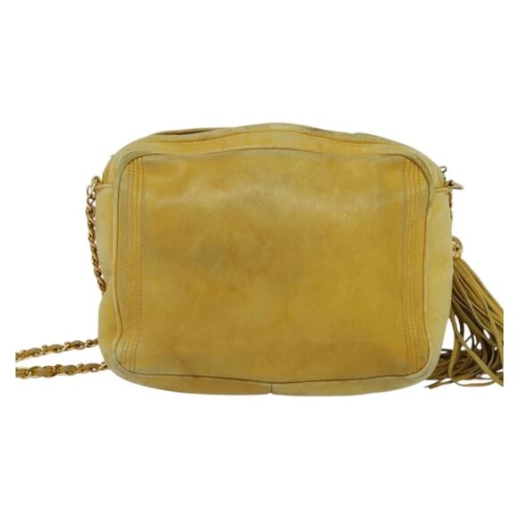 CHANEL Chain Shoulder Bag Lamb Skin Yellow Gold CC - Picture 2 of 15